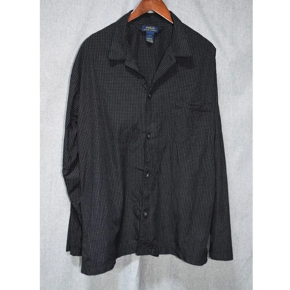 Polo Ralph Lauren Men’s Pajama Set Black Micro-Grid Check 100% Cotton – Large - Picture 1 of 5